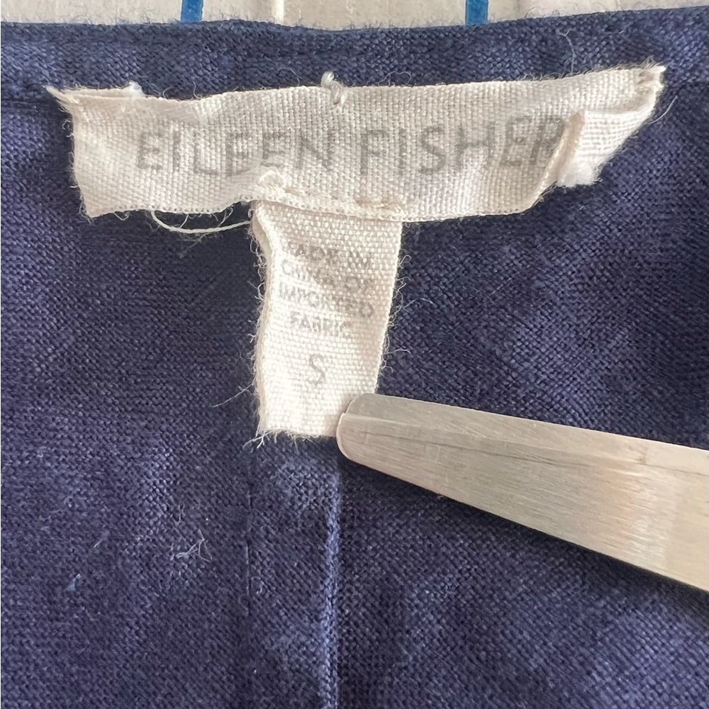 EILEEN FISHER MIDNIGHT HANDKERCHIEF 100% IRISH LINEN DRESS SZ SMALL LINED EUC - Picture 5 of 14